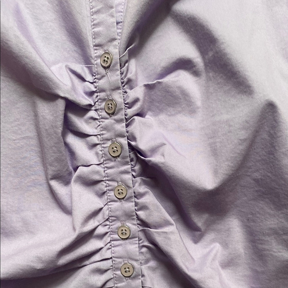 NY&Co Lavender Ruched-Front Long Sleeve Shirt Women's Size Medium - Picture 7 of 13
